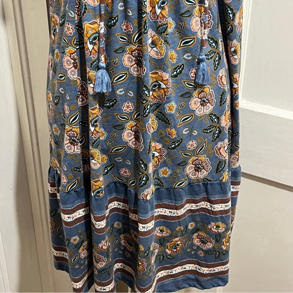 Matilda Jane Blue and Brown Striped Floral Dress Womens Large - Picture 5 of 11